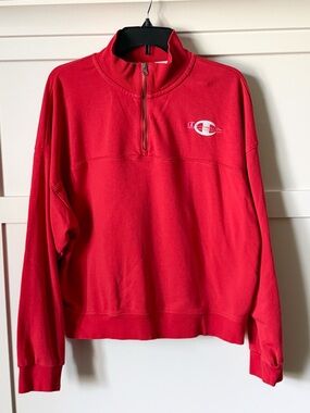Champion Retro Red Quarter Zip Pullover Sweatshirt Women’s XL